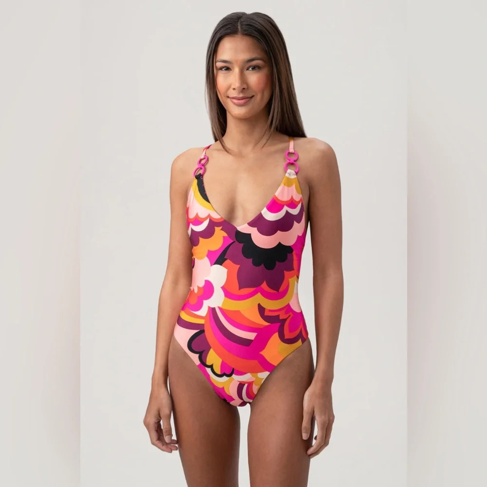 Trina Turk Fan Faire 1 Piece Swimsuit - Picture 1 of 6
